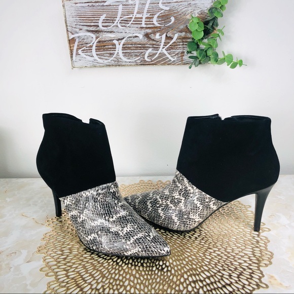 Trina Turk Shoes - Trina Turk Black Suede & Snakeskin Ankle Boots